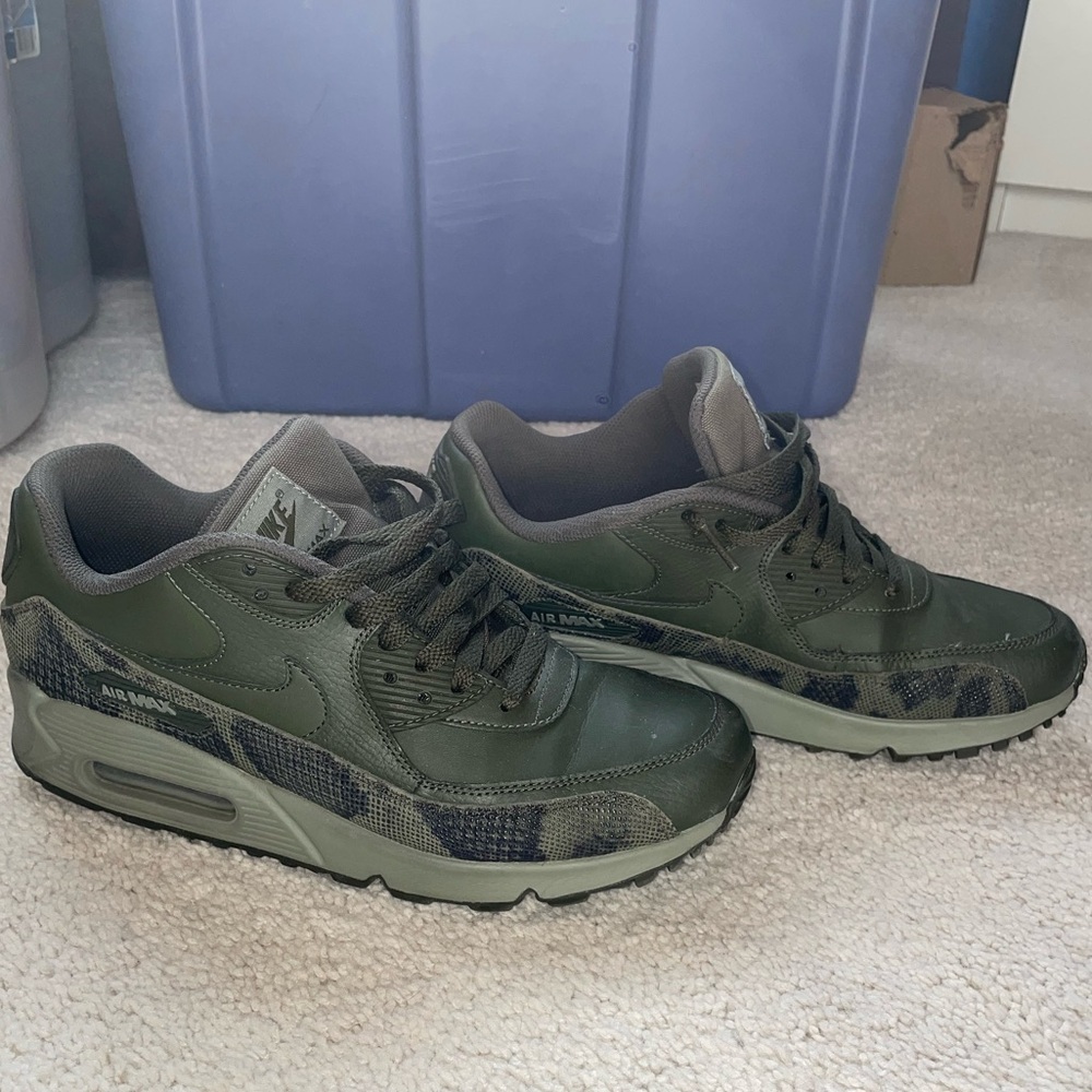 Olive green and camo print Nike airmax sneakers